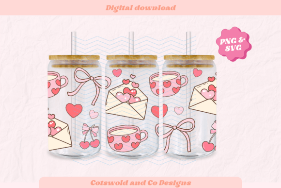 Bow Valentine’s Day 16oz Cup Wrap Graphics