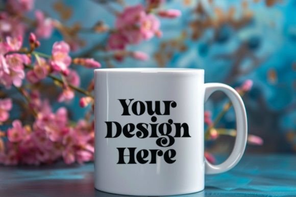 Coffee Mug Mockup Placed on a Garden: Graphics for Mugs Amp