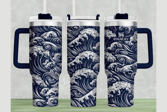 Ocean Wave Stanley 40oz Laser Wrap SVG: Graphics for Tumbler Wraps